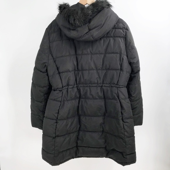 Old Navy XL Black Puffer Coat Faux Fur Trim - Picture 5 of 5